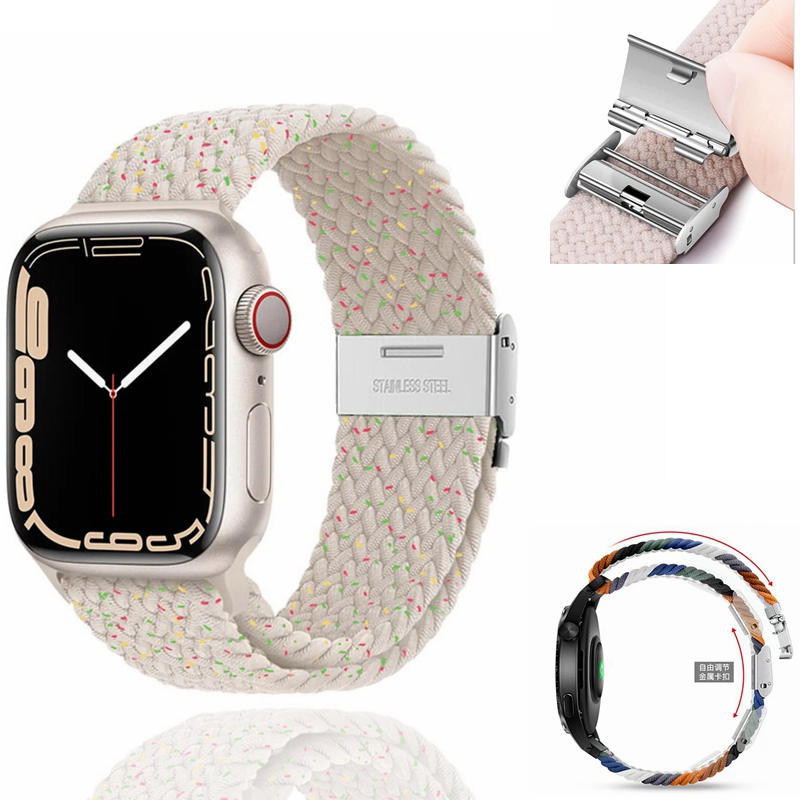 Braided Loop For Watch Band 44mm 42mm45mm49mm 38mm40mm41mm For Woman Man Elastic Wristband Bracelets Series 11 10 9 8 7
