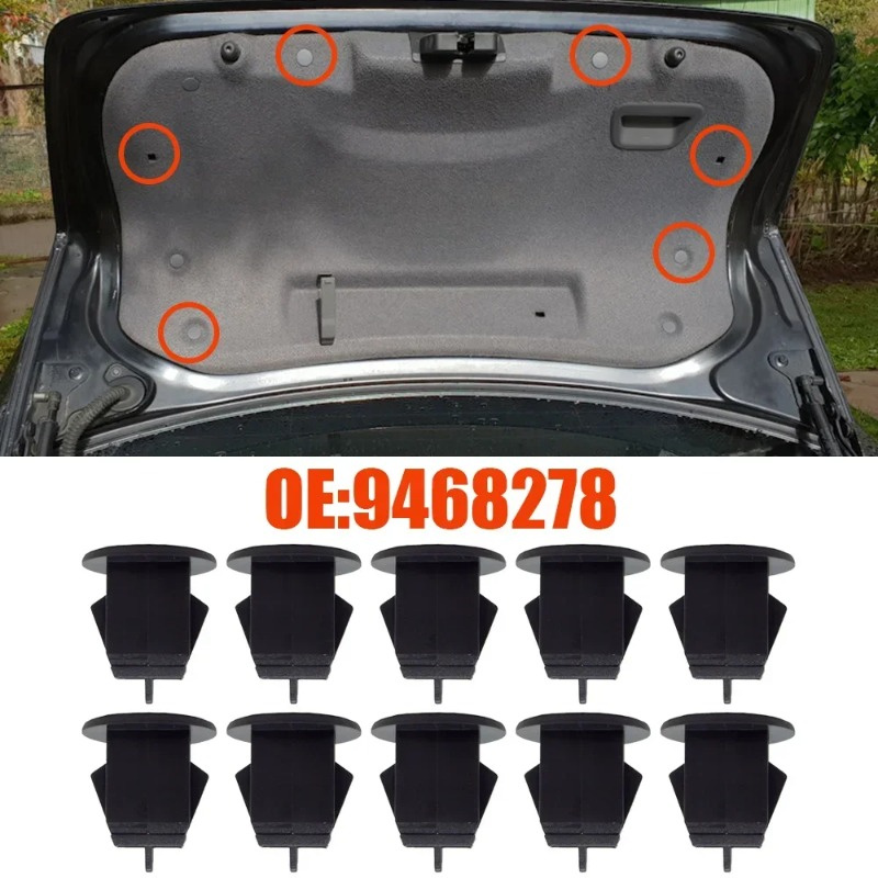 10/20PCS Black For Volvo S40 S60 S80 Car Tailgate Boot Lid Trunk Lining Clamp Clips Fastener Retainers OE# 9468278 Car Replaceme