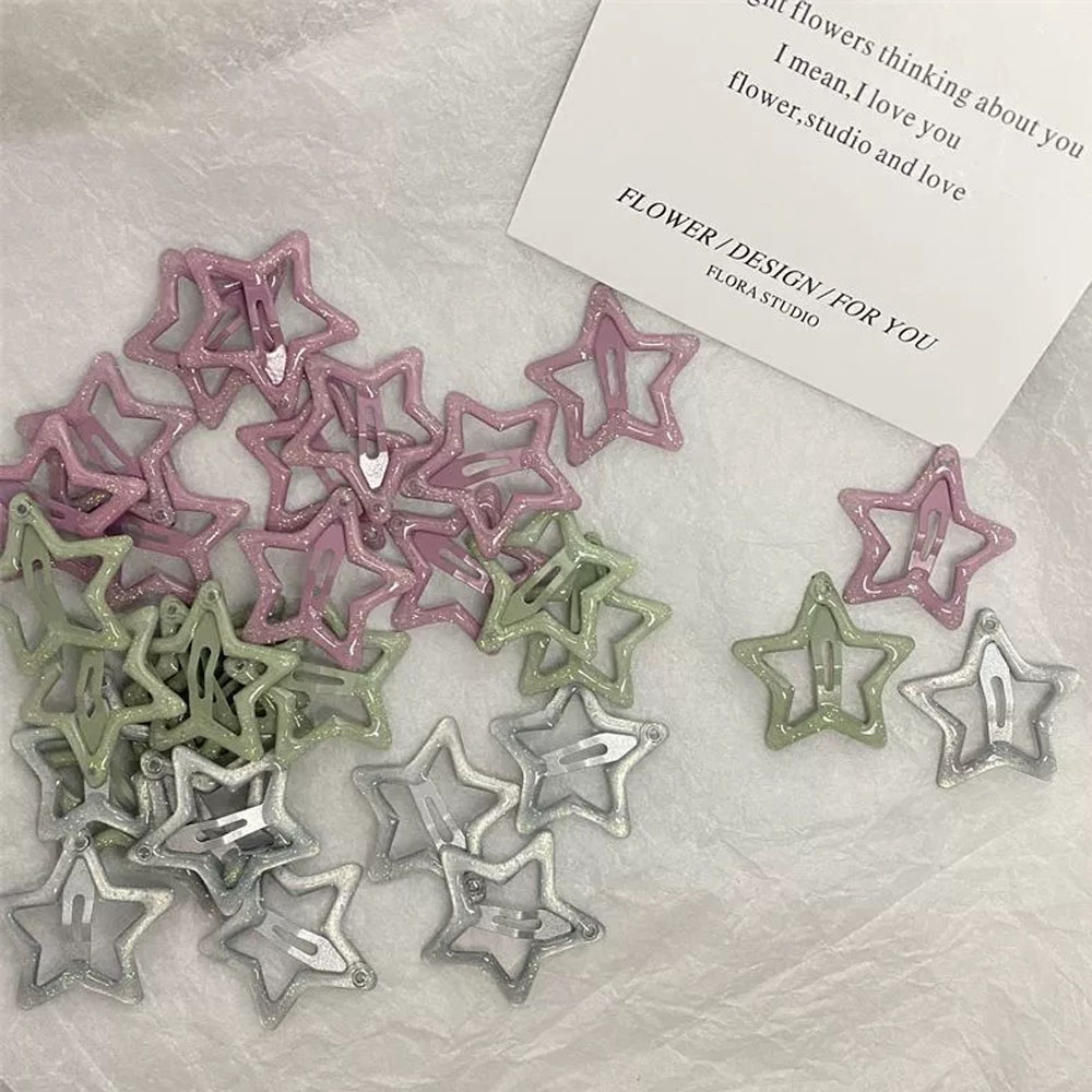 Colorful Star BB Trendy Hair Clips Shiny Cute Fashion Y2k Hair Accessories Barrette Women Simple Kawaii BB Clip Hair Volume Clip