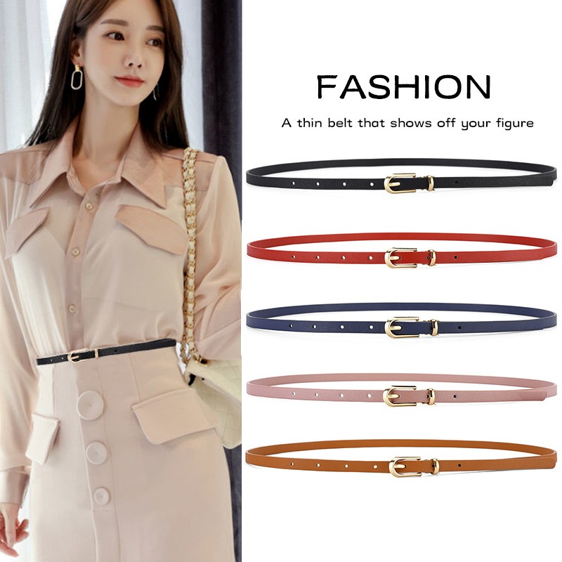 Women's small belt dress Korean version fashionable versatile multi-color simple casual trend needle buckle black thin belt
