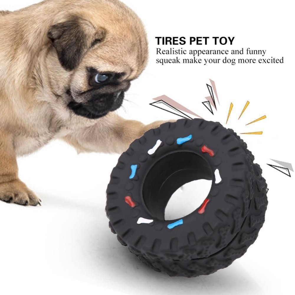 Dog Tire Squeaky Chew Toy, Bite Resistant Durable, For Small Medium Large Dogs Puppies Teething Playing Chewing, Pet Supplies