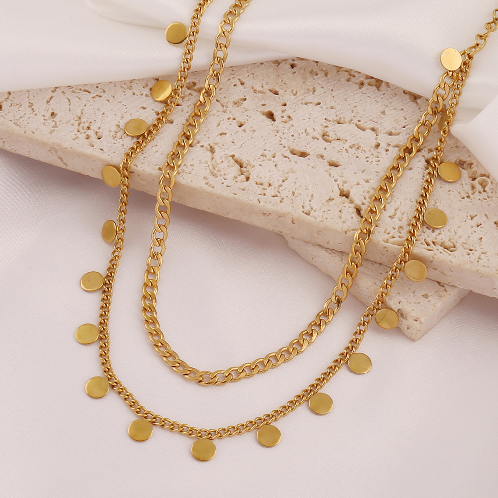 316L Stainless Steel Double Layer Chain Anklet For Women Fashion Round Tassel Ankle Bracelet On Leg Foot Summer Beach Jewelry