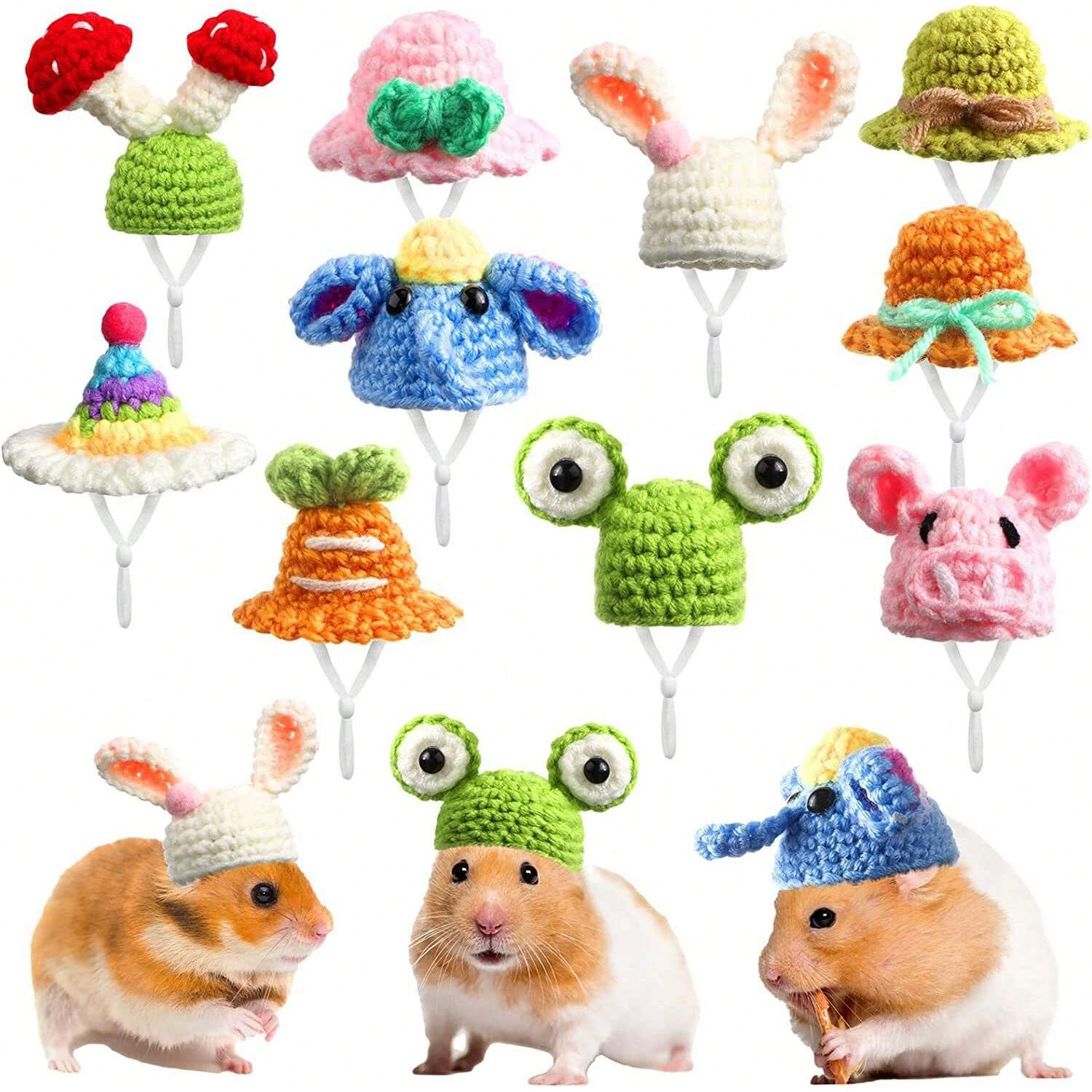 1 Pc Handmade Knit Pet Hat, Miniature Animal Hat for Small Pets, Cute Koala & Frog, for Hamster & Small Bird