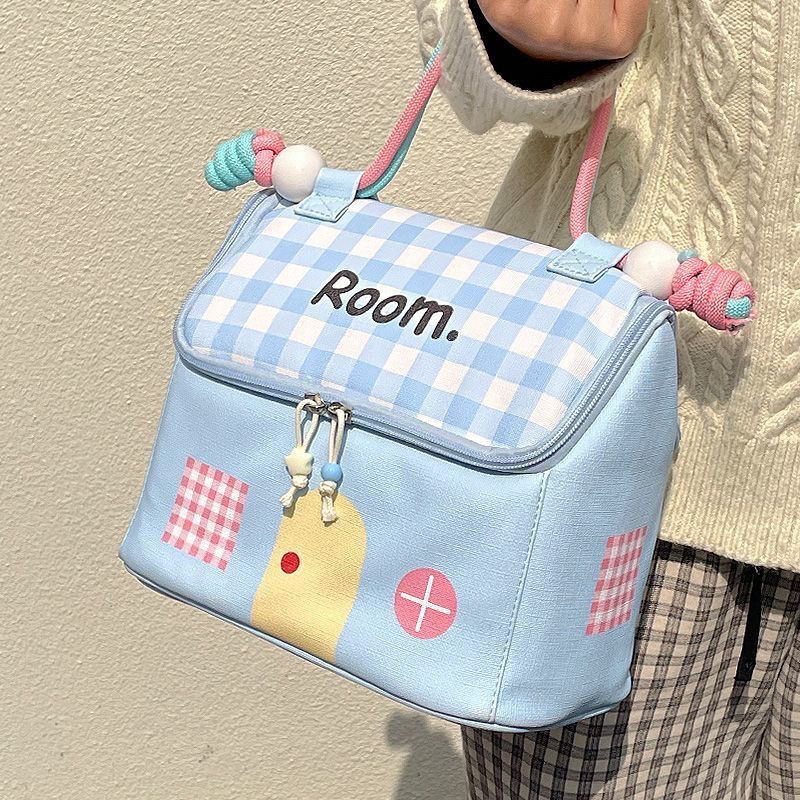 1PC Dopamine Small House Shape Cosmetic Bag Waterproof Portable Storage Bag Large Capacity Toiletry Bag