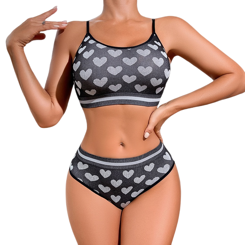 2pcs Seamless Women's Sports Bra Set Underwear Bra Korean Style Push Up No Steel Ring Bra Tube Top High Elastic Panty Set