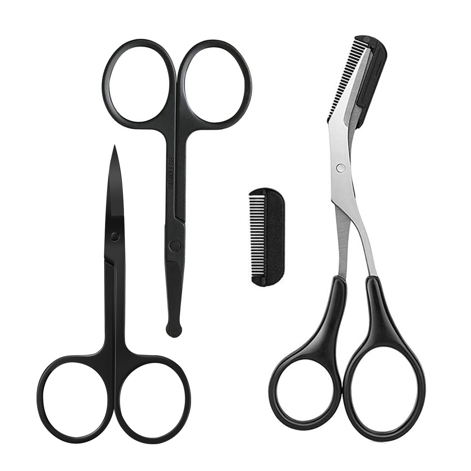 Eyebrow Scissors with Comb, KAJUDA Facial Hair Small Grooming Scissors For Men Women - Eyebrow Trimmer Scissor for Eyebrows, Nos