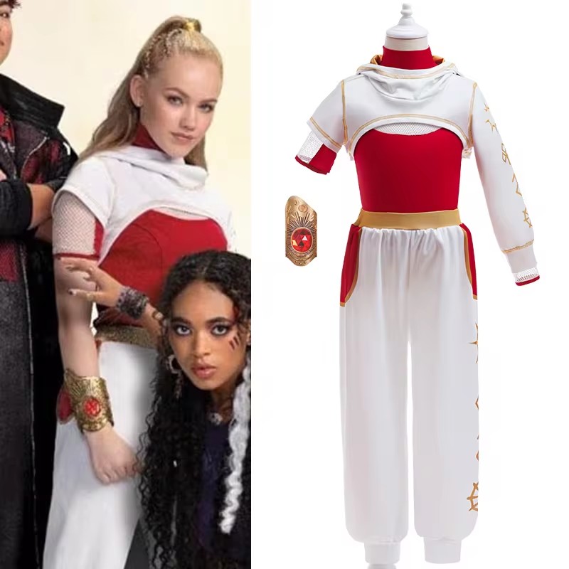 Kids Zombies 4 Dawn of the Vampires Halloween Cosplay Costume Red White Nova Set Girls Party Dress Toddler Pretend Play Outfit