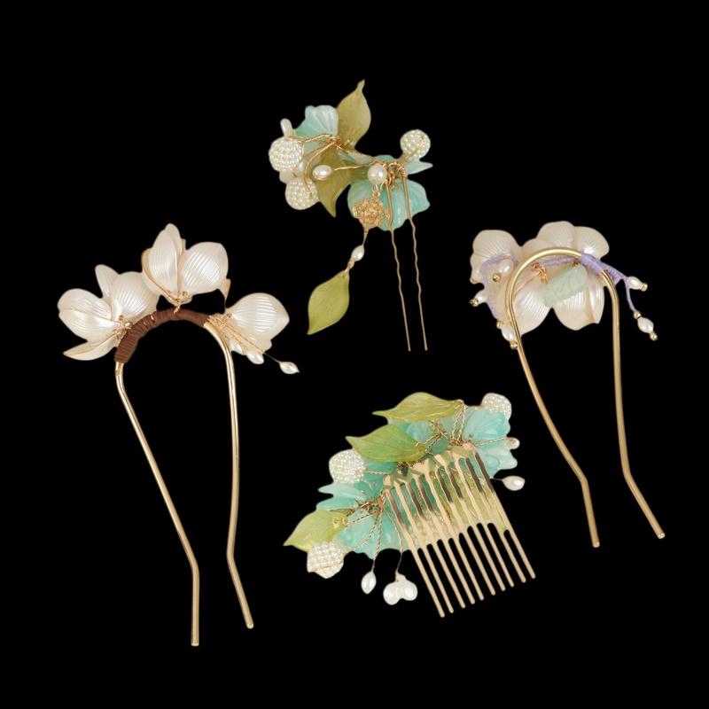 1Pc Chinese Style Jade Orchid Hairpin Handmade Flower Hair Stick Hanfu Traditional Hair Jewelry Accessory