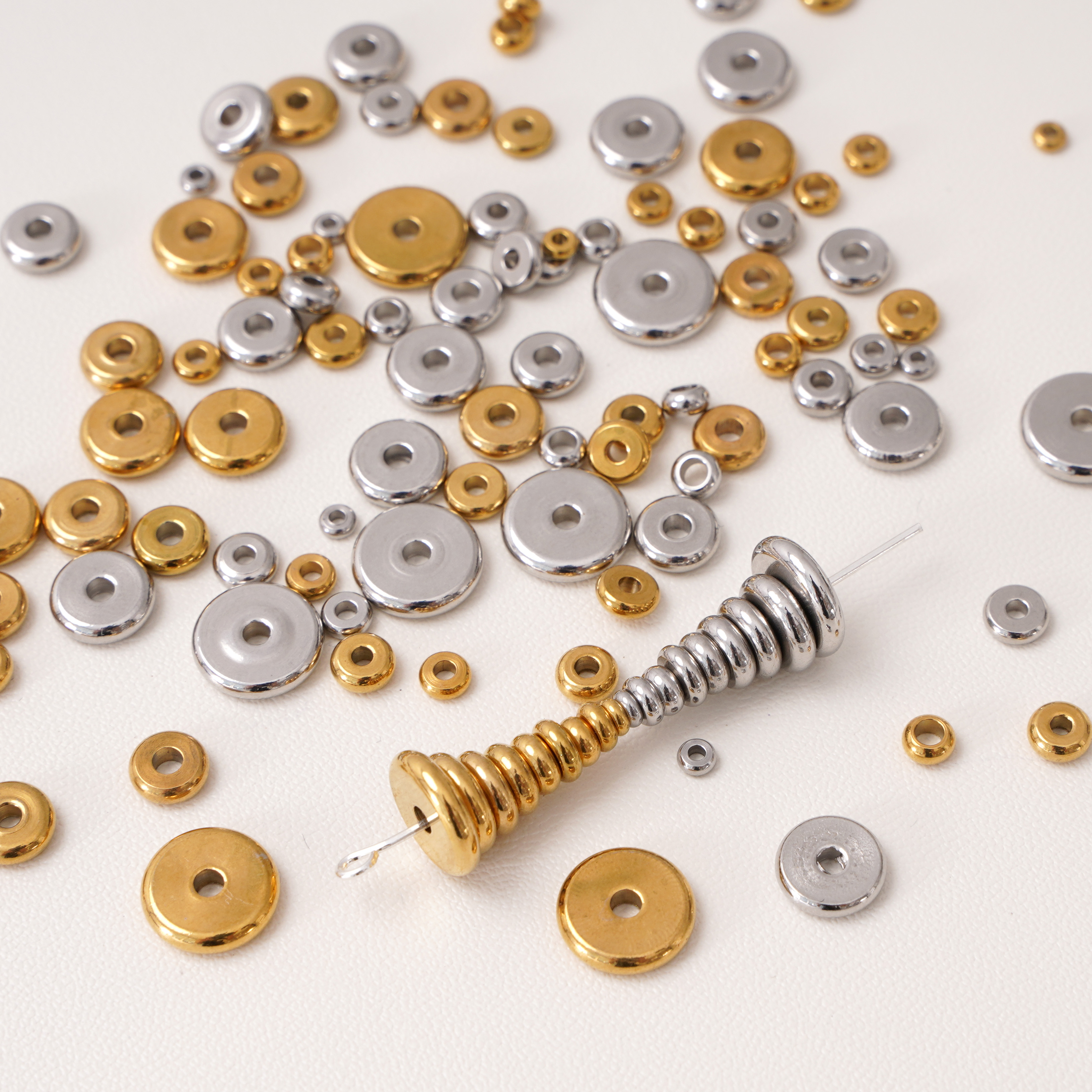 5-100 Pcs Gold Silver Stainless Steel Flat Round Spacers for Handmade Jewelry DIY Bracelet Accessories Wholesale Materials