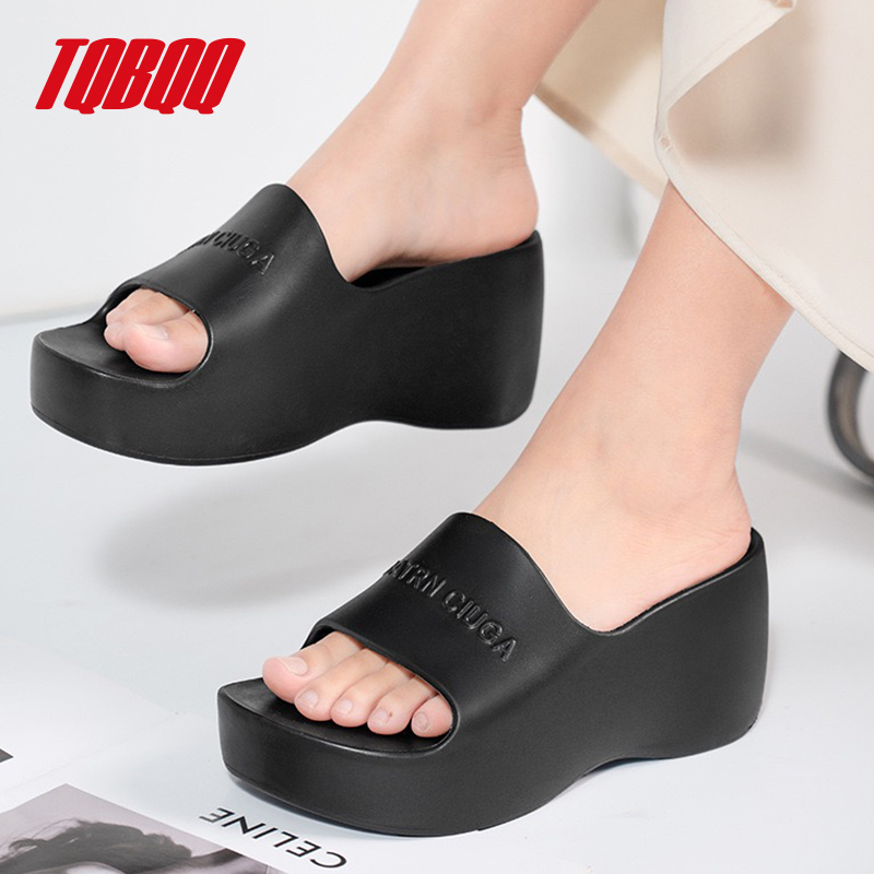 Women For Beach Summer Slip Sole Platform Shoes Wedge Sandals And Slippers Flip-Flops With Thick Bottom