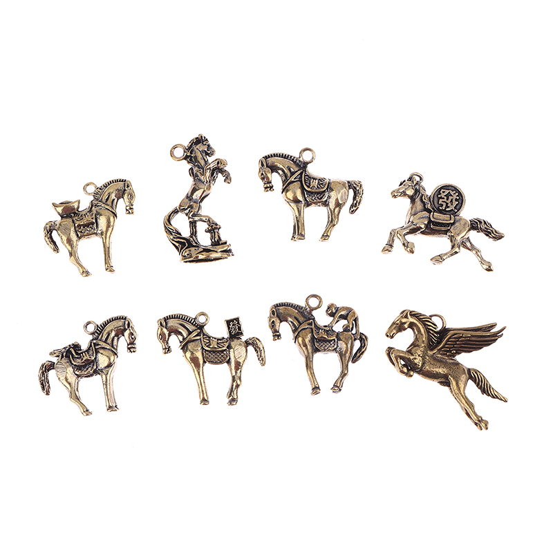 1PC Brass Horse Figurines Chinese New Year Zodiac Horse Ornament Feng Shui Lucky Statue Home Office Desktop Decoration Crafts