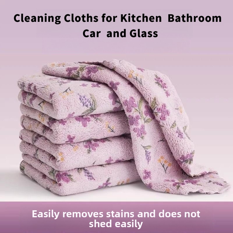 5/10pcs Microfiber Cleaning Cloths Absorbent Fast Drying Lint-Free for Kitchen Bathroom Car, Reusable Washable Edge-Trimmed Wipe