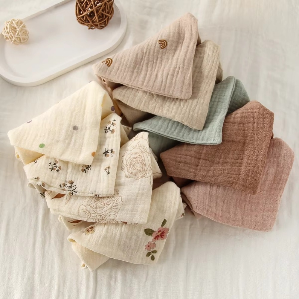 High Quality 4-Layer Pure Cotton Baby Cotton Washcloth Absorbent Soft Square Towels Baby Towels Gauze Cotton Newborn Burp Cloth