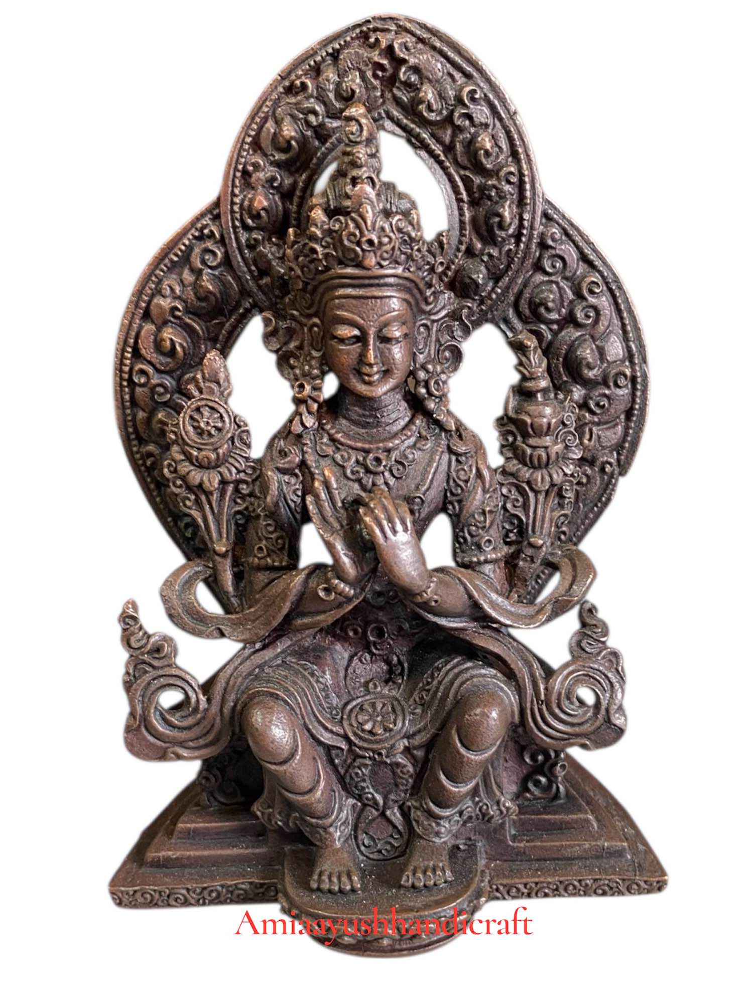 Maitreya Buddha statue copper metal handmade detailed statue
