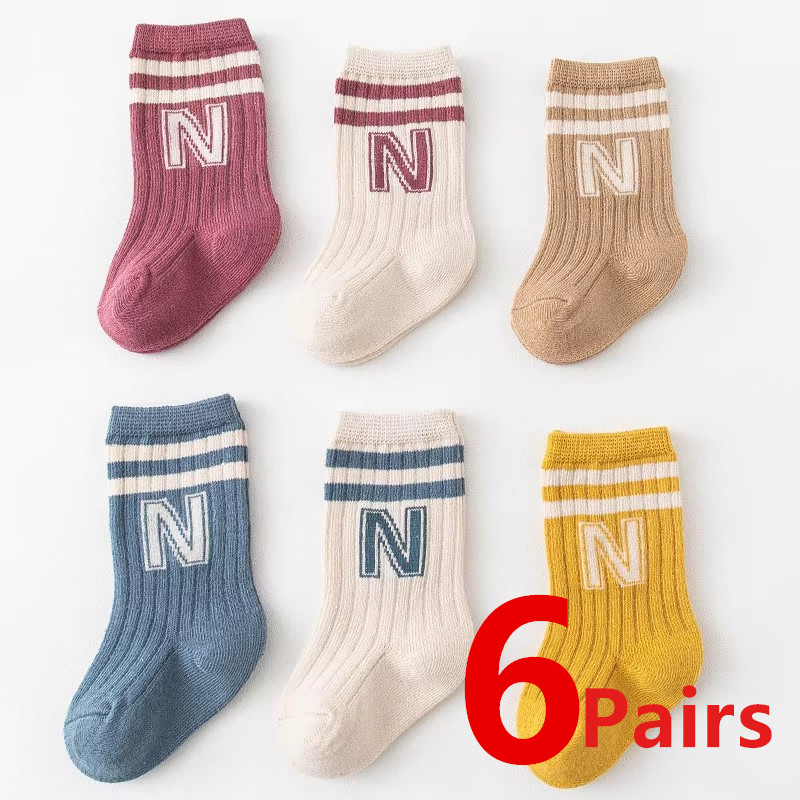 Baby Middle Tube Stockings Long Socks for Infant Toddler Kids Knit Soft Fashion Letter Socks Boys Girls Casual Socks