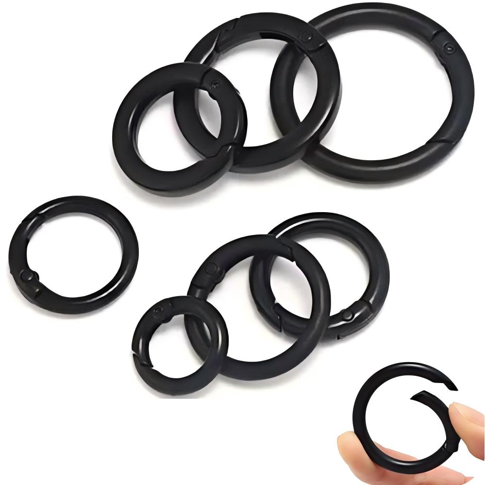 5-10 Pcs Metal Spring O Rings Clip Keychain Round Carabiner Clips Keyrings Snap Hook Buckle for Purse Shoulder Bag Lanyard