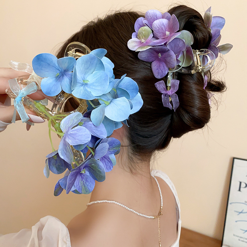 New Gradient Bow Orchid Flower Petal Large Acrylic Hair Claw Clips Women Fairycore Shark Clip Sweet Light Luxury Accessories Y