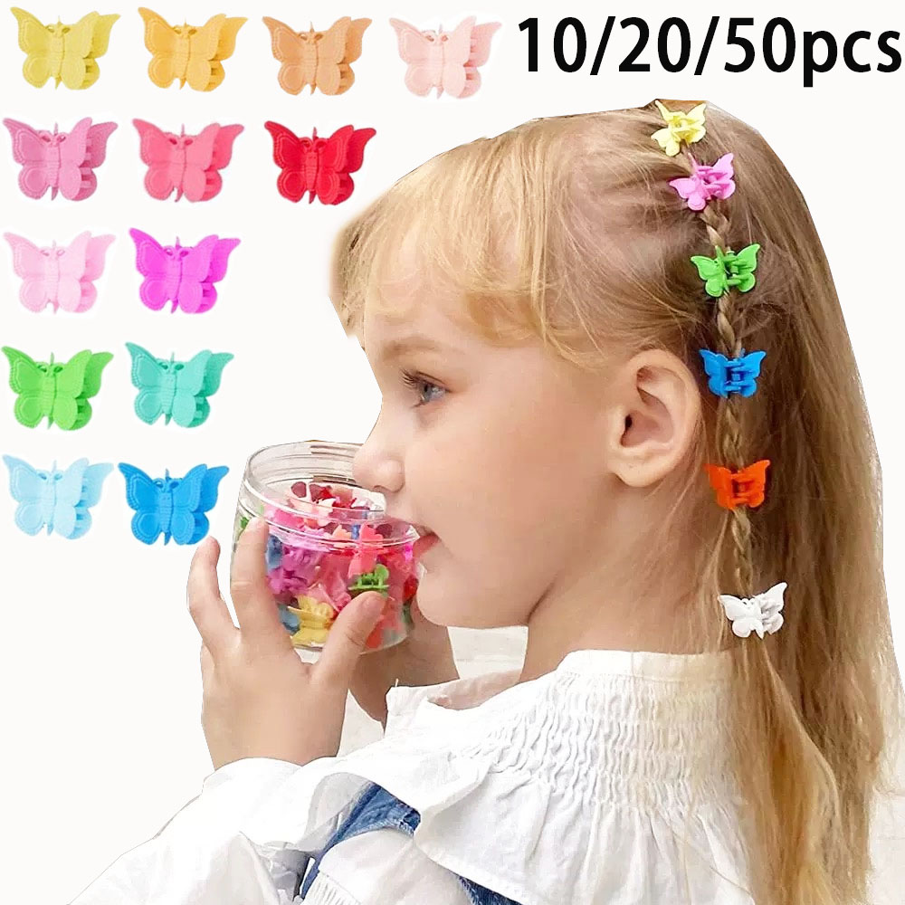 20/30/50pcs Butterfly Shape Clips Hair Claw Girls Hair Accessories Princess Mini Cute Cartoon Hair Clips Candy Color Accessories