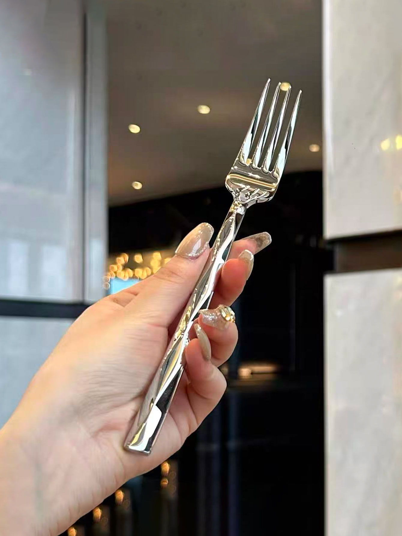 Diamond Pattern 304 Stainless Steel Knife and Fork Western-Style Steak Cutlery Household French-Style Knife and Fork 1 Piece