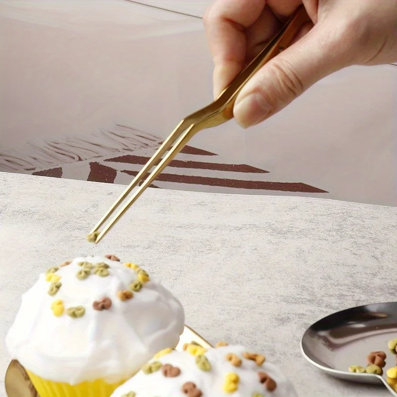 Stainless Steel Offset Cooking Tweezers for Food Plating and Pastry Decoration- & Halloween Kitchen and Restaurant Tool