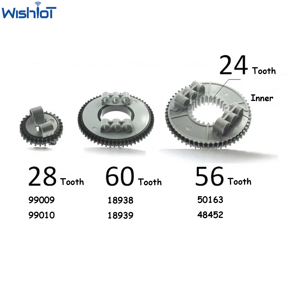 4 Set MOC Mini Turntable 28/56/60 Tooth Mini Bottom Top for Building Blocks Technical Parts 99009+99010 50163+48452 18938+18939