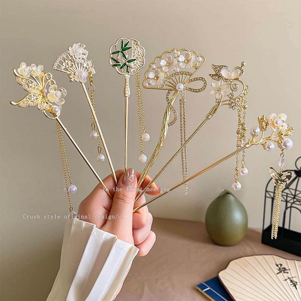 Chinese Style Hairpin For Women Creative Cat Flower Tassel Hair Stick Cute Kitten Ornament Wooden Hairpin Hair Accessories 1pc