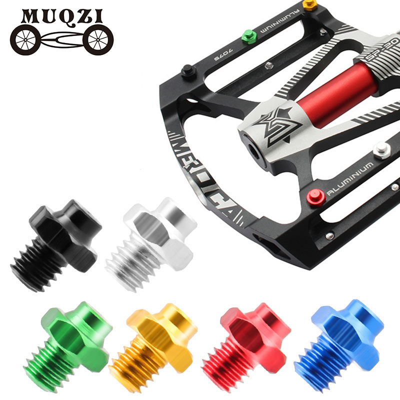 MUQZI 10pcs Pedal Bolts M4 Pedal Screws Stainless steel Aluminum Alloy Anti-skid Pedal Pin MTB Pedal Grip Pins Bike Parts