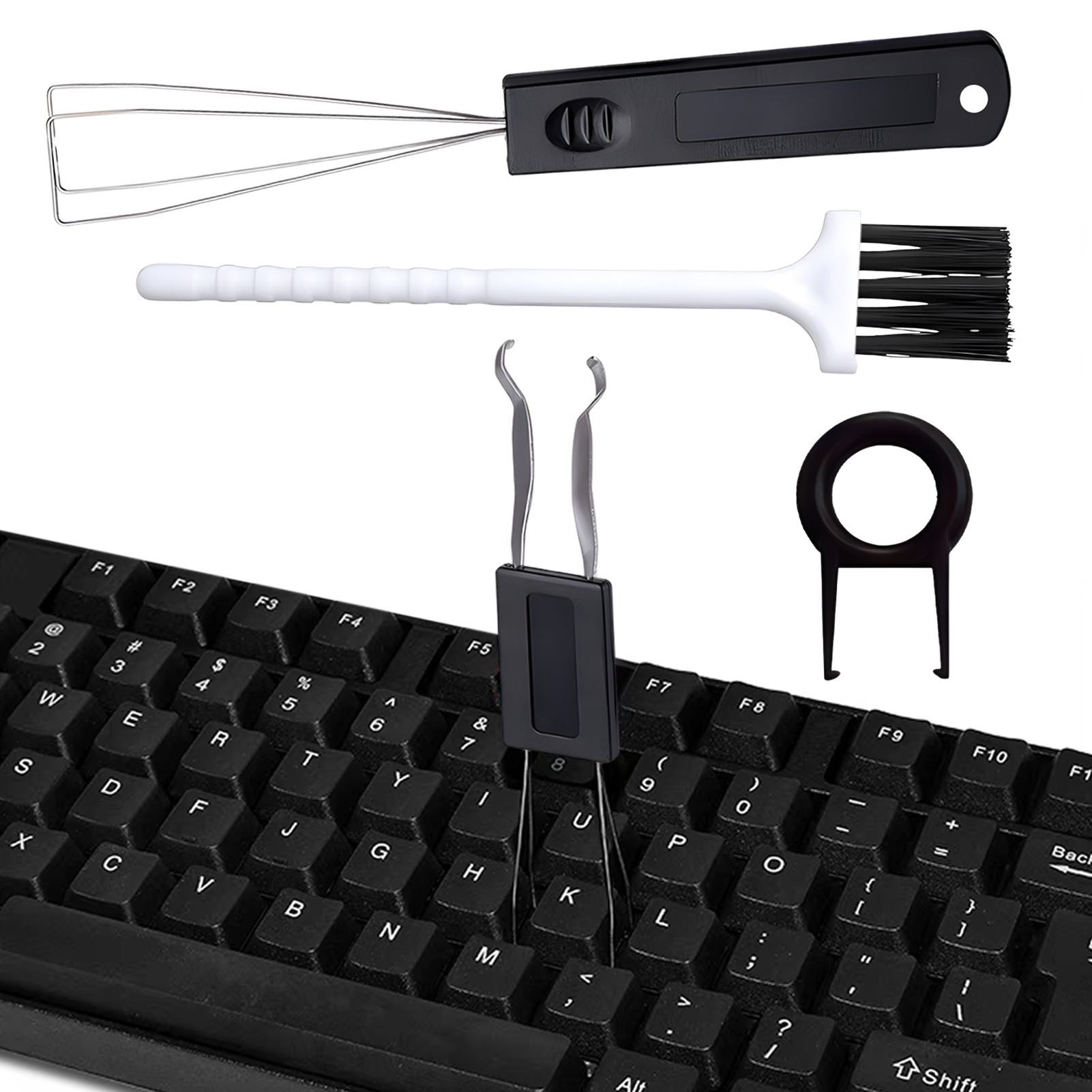 4pcs Keycap Removal Tool Set with Cleaning Brush for Mechanical Keyboards Durable Puller Kit for Easy Maintenance Repair Gaming