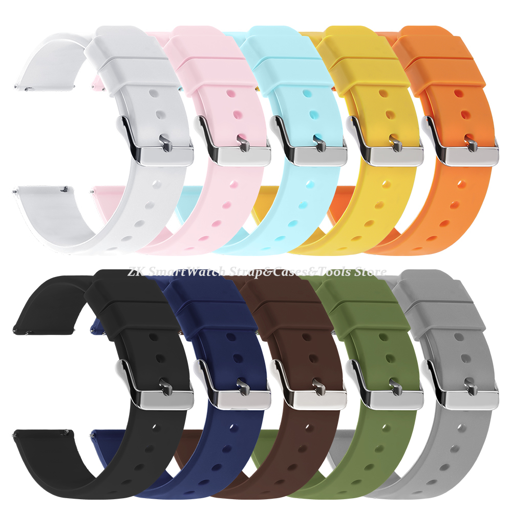 12mm 14mm 16mm 18mm 20mm 22mm 24mm Quick Release Silicone Straps Waterproof Replacement Bracelets Band Watch Belts