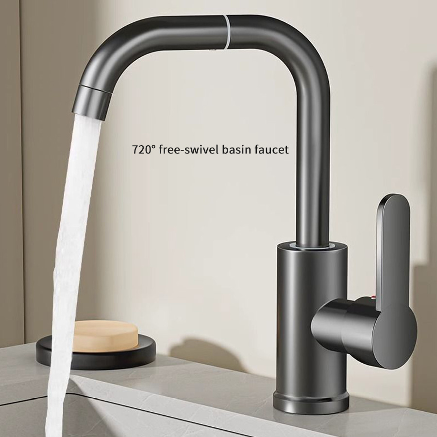 Exquisite faucet hot and cold mixing 360° free rotation bathroom dual-use faucet suitable for countertop washbasin and kitchen s
