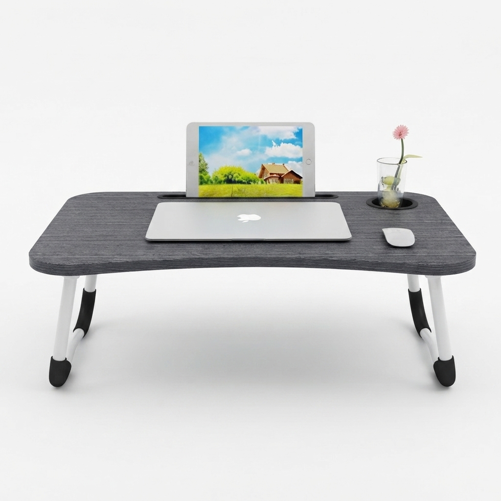 Black Foldable Portable Multi Purpose Laptop Table Stand Adjustable Bed Desk Tray For Laptop Reading Writing Eating