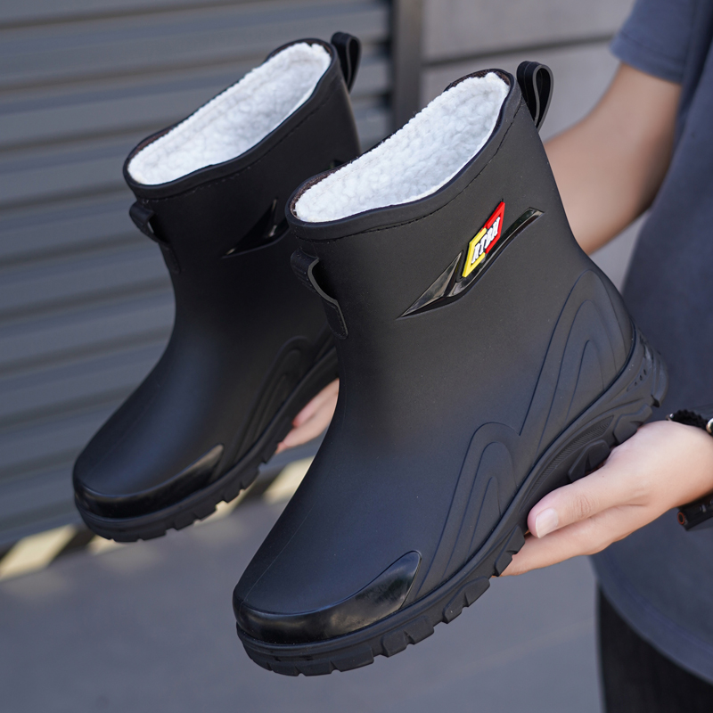 Outdoor work British style anti slip and warm autumn and winter waterproof and cold resistant with fleece men's snow boots