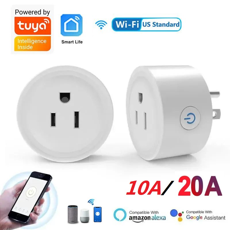 Smart Wifi Plug US Standard Wireless Outlet 10A Remote Control Smart Home Appliances Work With Tuya app Alexa Home
