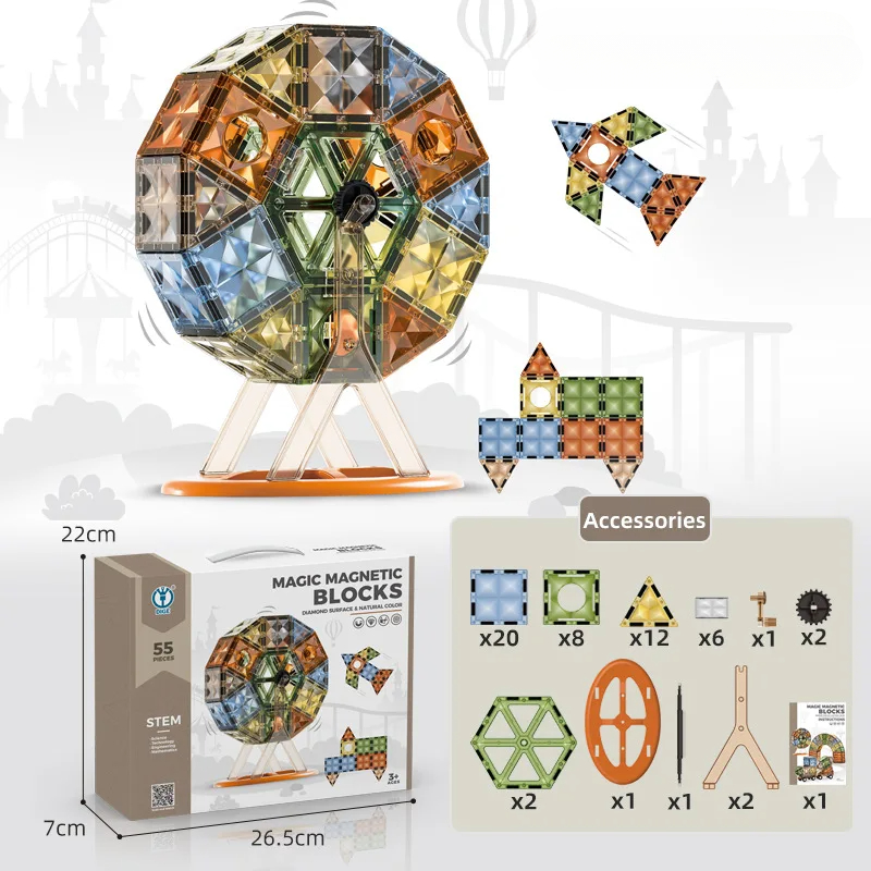 4D Diamond Color Magnetic Puzzle Building Blocks DIY Building Boys Girls Gift Puzzle Montessori STEM Science Experiment Toy