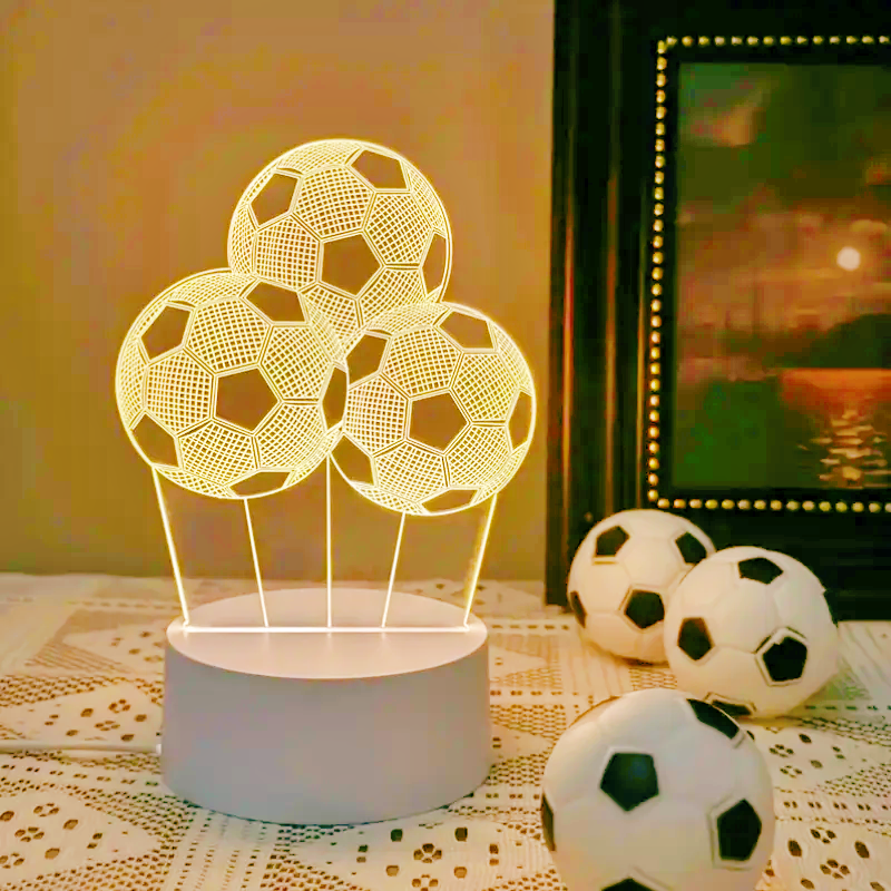 3D football sports night light USB plug bedroom bedside creative desk lamp sports enthusiast decoration night light