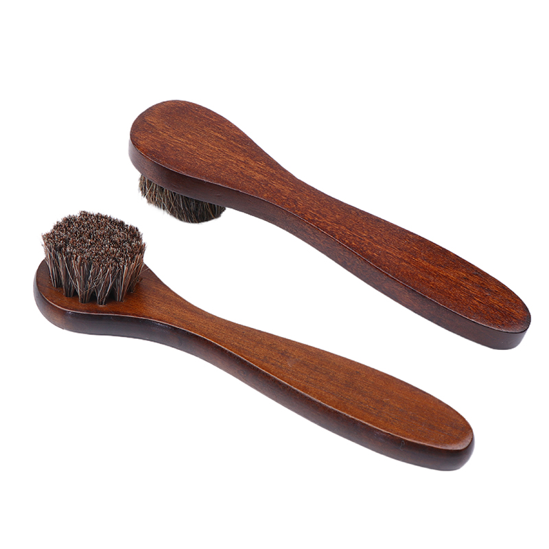 TW 1PC new Shoe Boot Polish Shine Cleaning Dust Removal Durable Shoe Brush Long Wood Handle Bristle Horse Hair Brush