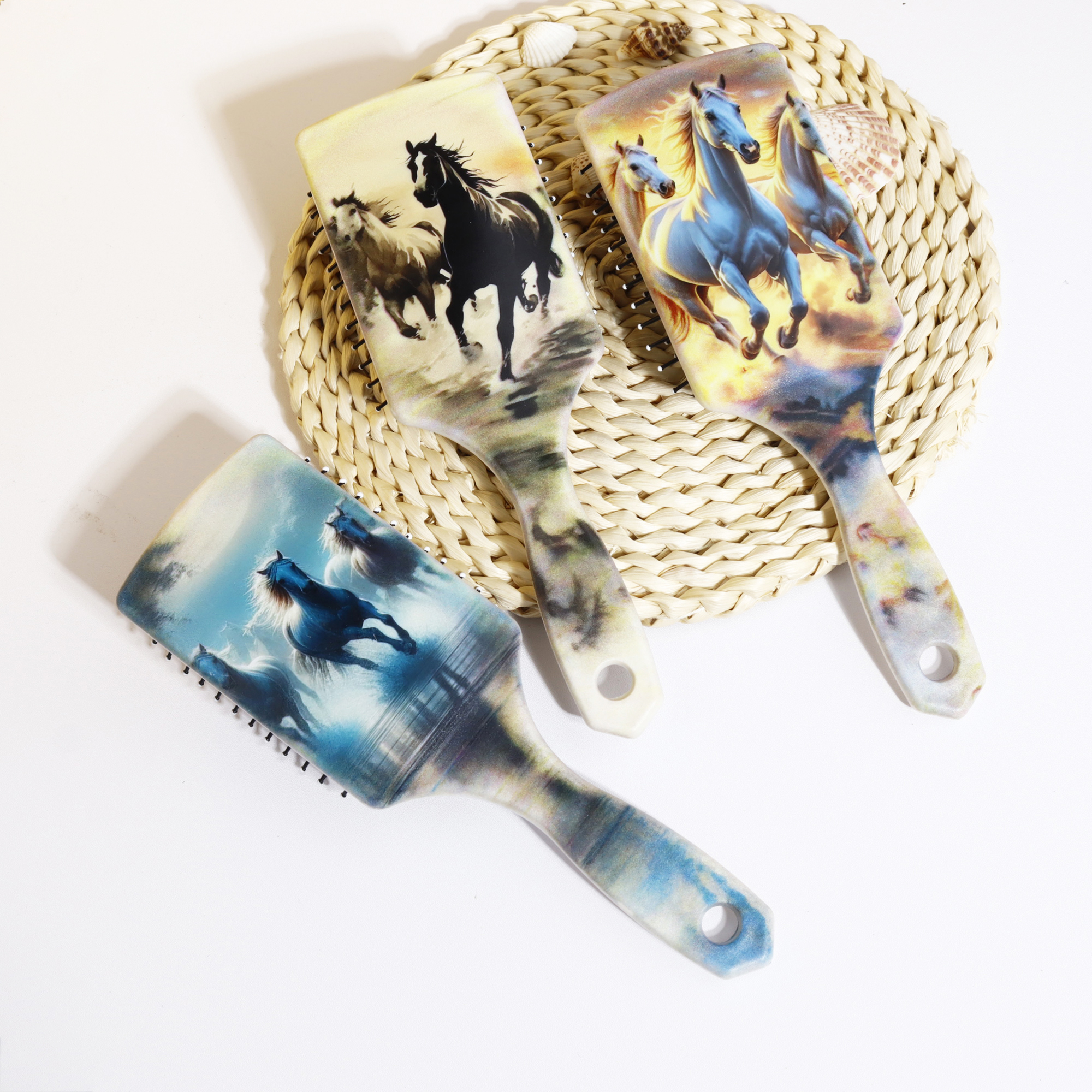 Horse print air cushion massage comb - with horse pattern design and comfortable airbag massage,Special for real hair