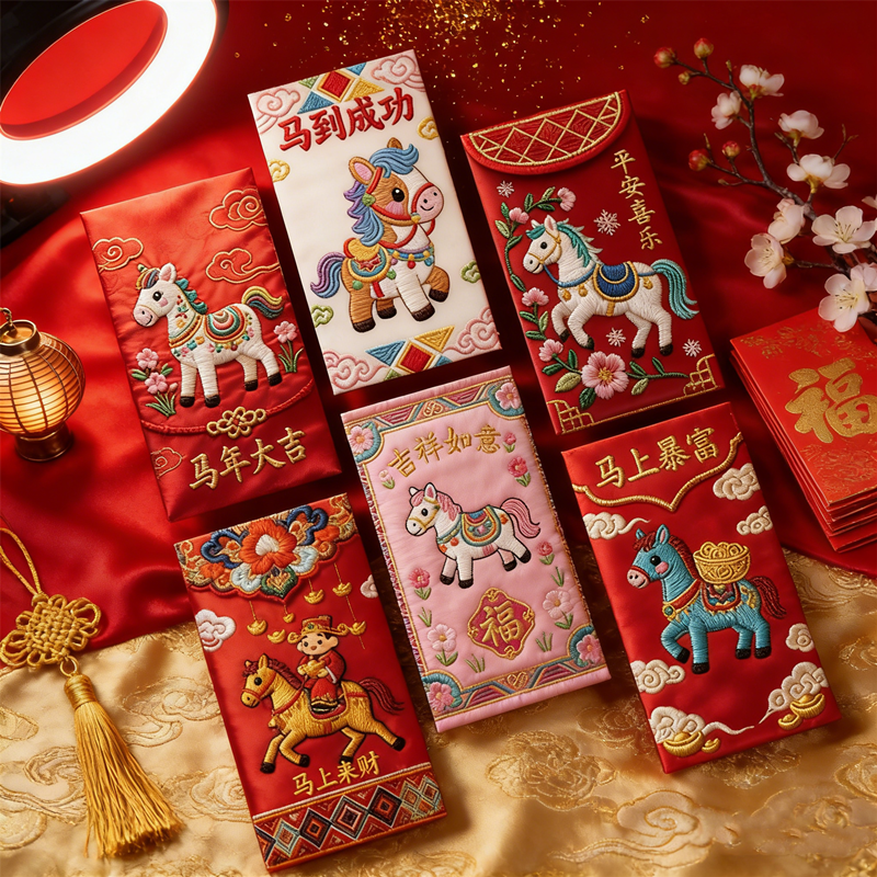 Cute Pony Red Envelope for 2026 6pcs Cartoon Horse Pattern Lucky Money Pouches Chinese Zodiac New Year Gift Set Festive Hong Bao
