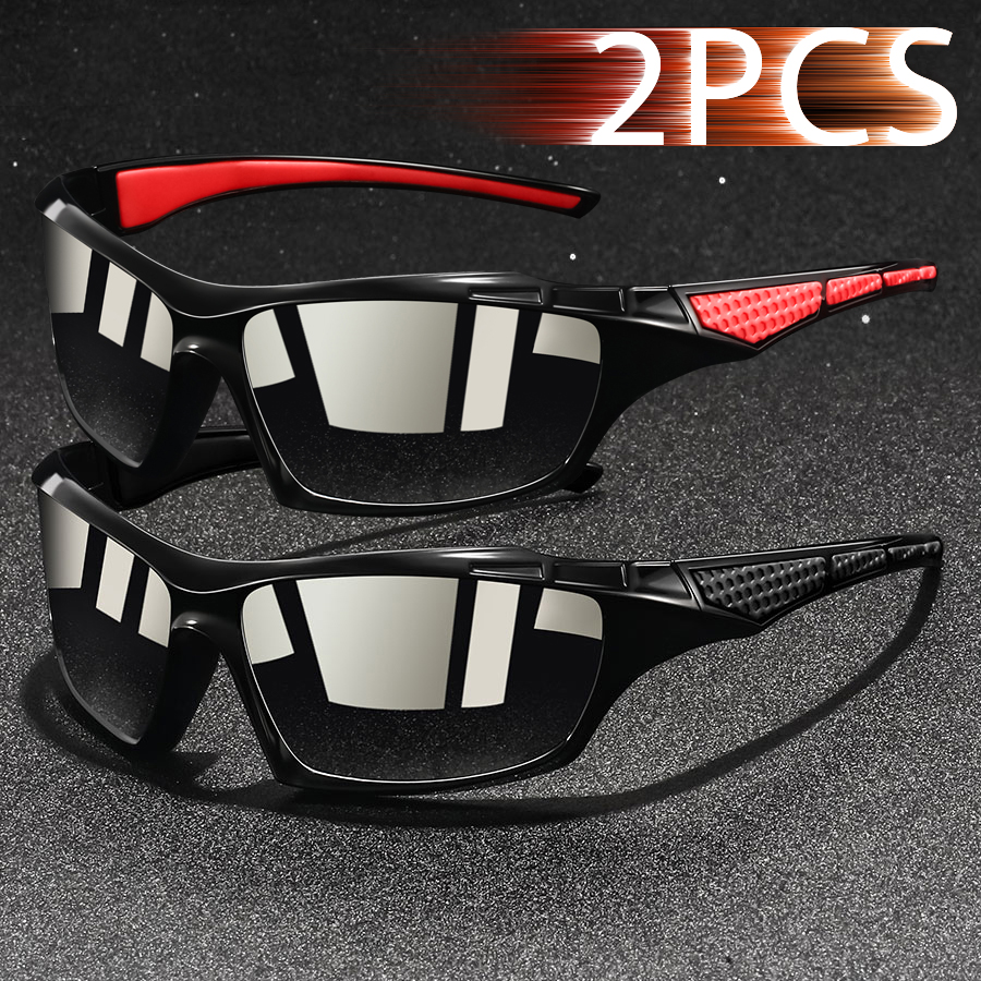 2PCS Outdoor Sports Sunglasses for Men Women Vintage Stylish Sun Glasses for Cycling Hiking, Fishing Driving Eyewear