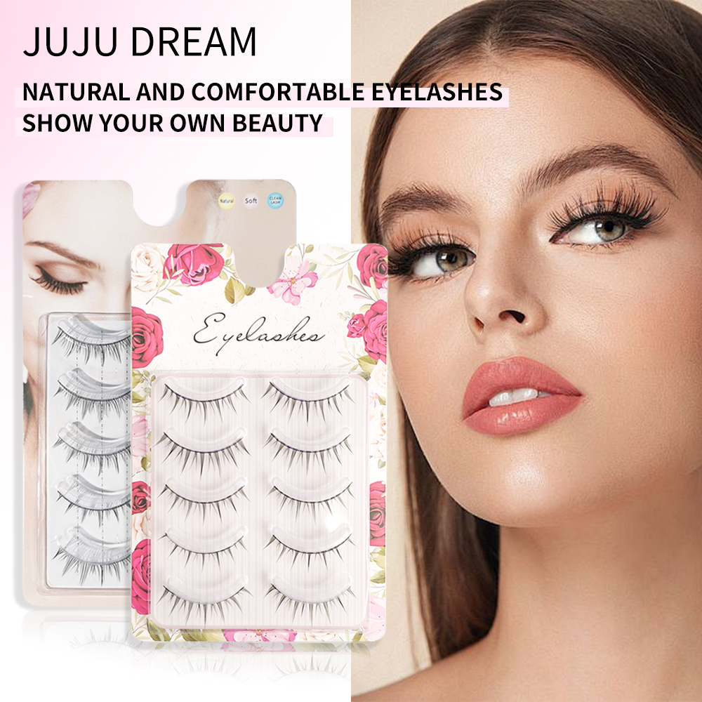 5 pairs of transparent and dynamic stem eyelash - reusable, easy to use, natural appearance,enhance eye appearance