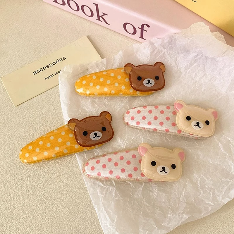 1/2pcs Kawaii Rilakkuma Bangs Side Clip Cartoon Cute Wave Point BB Hair Clip Sweet Versatile Hairpin Hair Birthday