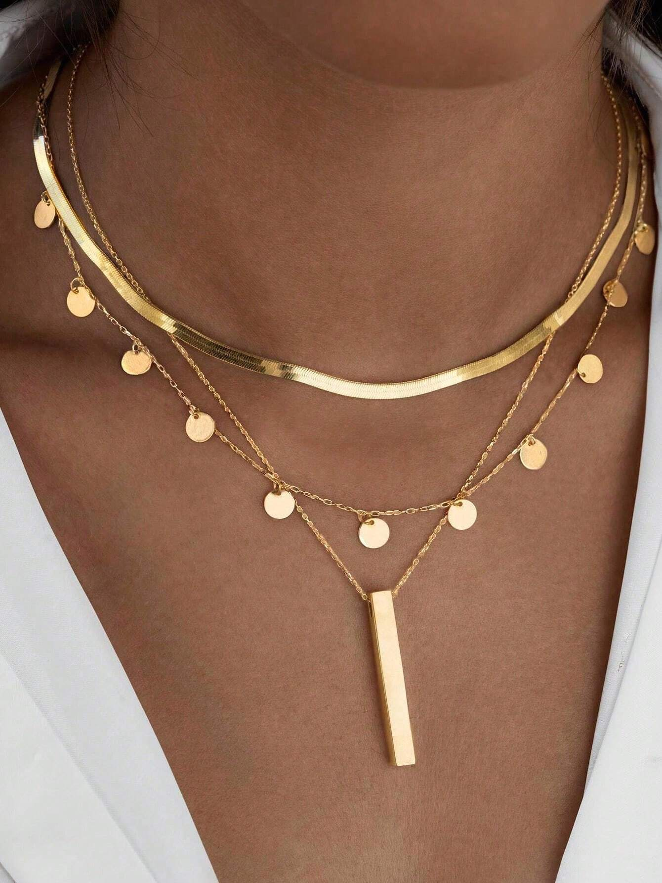 3Pcs Vintage Elegant Multilayer Cross Pendant Necklace Set For Women Boho Gold Color Snake Chain Necklace Exquisite Jewelry