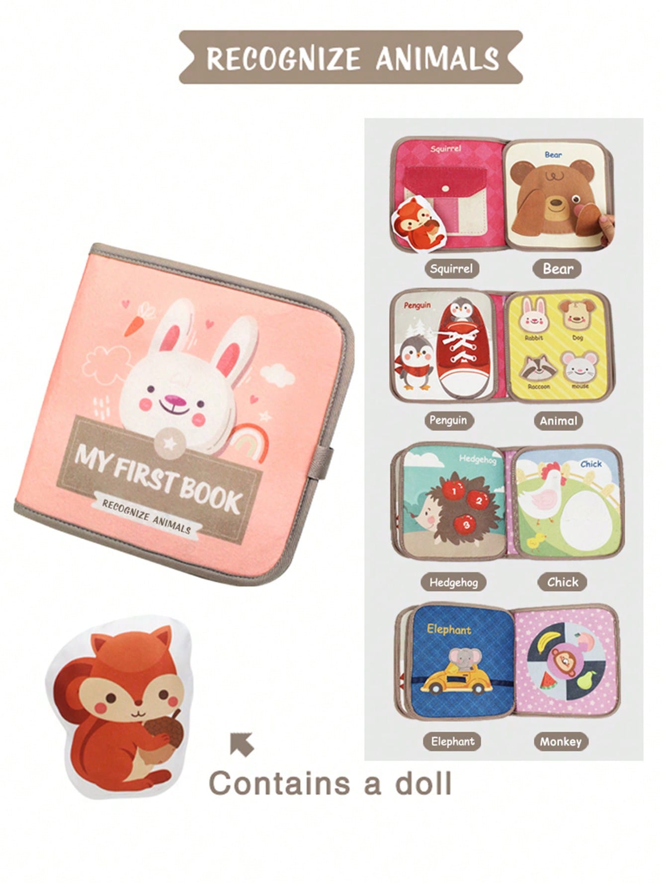 Baby Color Puzzle Enlightenment Quiet Book Baby Puzzle Cognitive Learning Cloth Book Suitable for and Gif