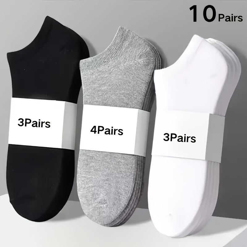 10 Pairs/3 Pairs/4 Pairs Solid Color Socks Soft and Comfortable Lightweight Durable Daily Sports Dual-Use