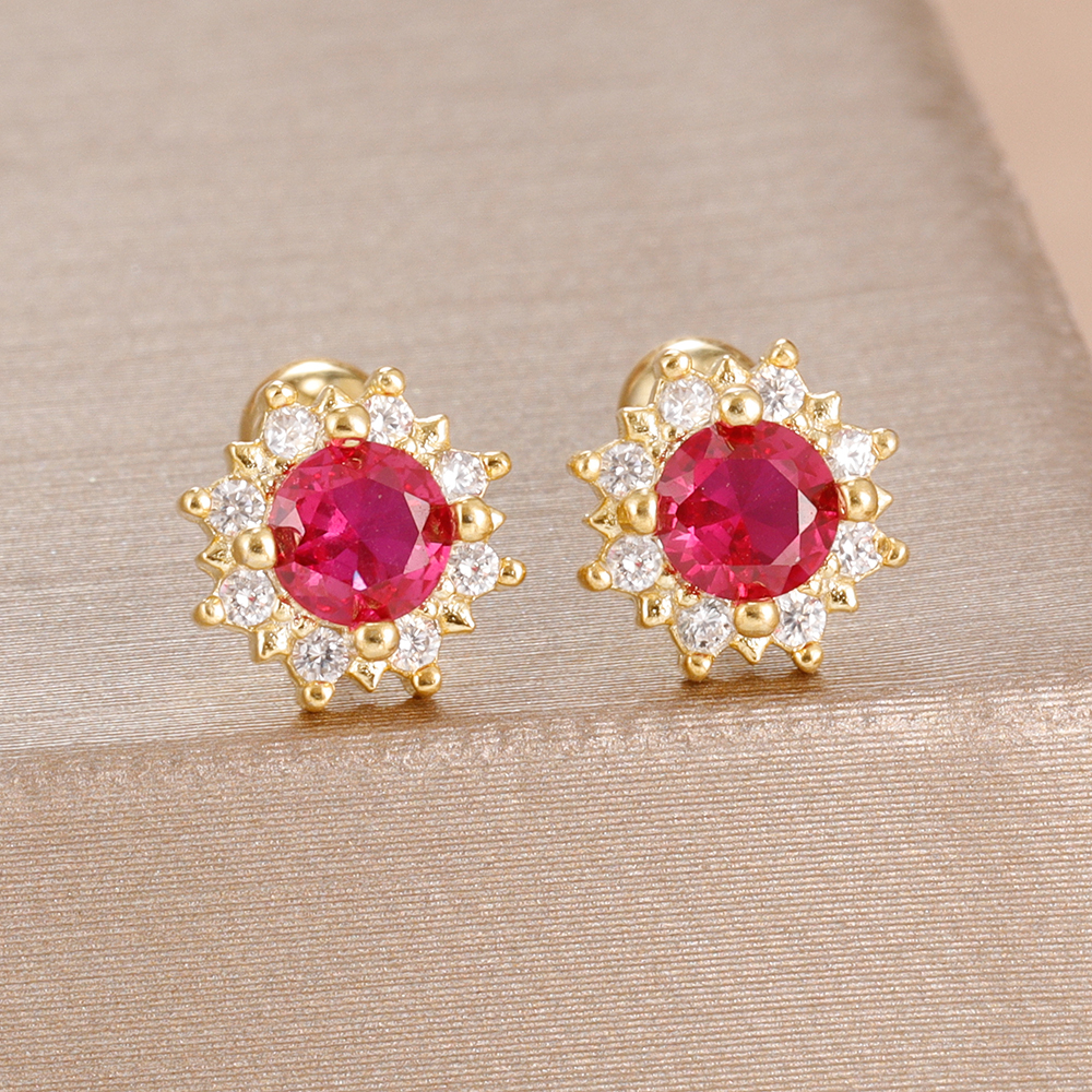 1Pair Fashion Stainless Steel Zircon Crown Tassel Chain Stud Earrings For Women 14K Gold Plated Piercing Earring Fashion Jewelry