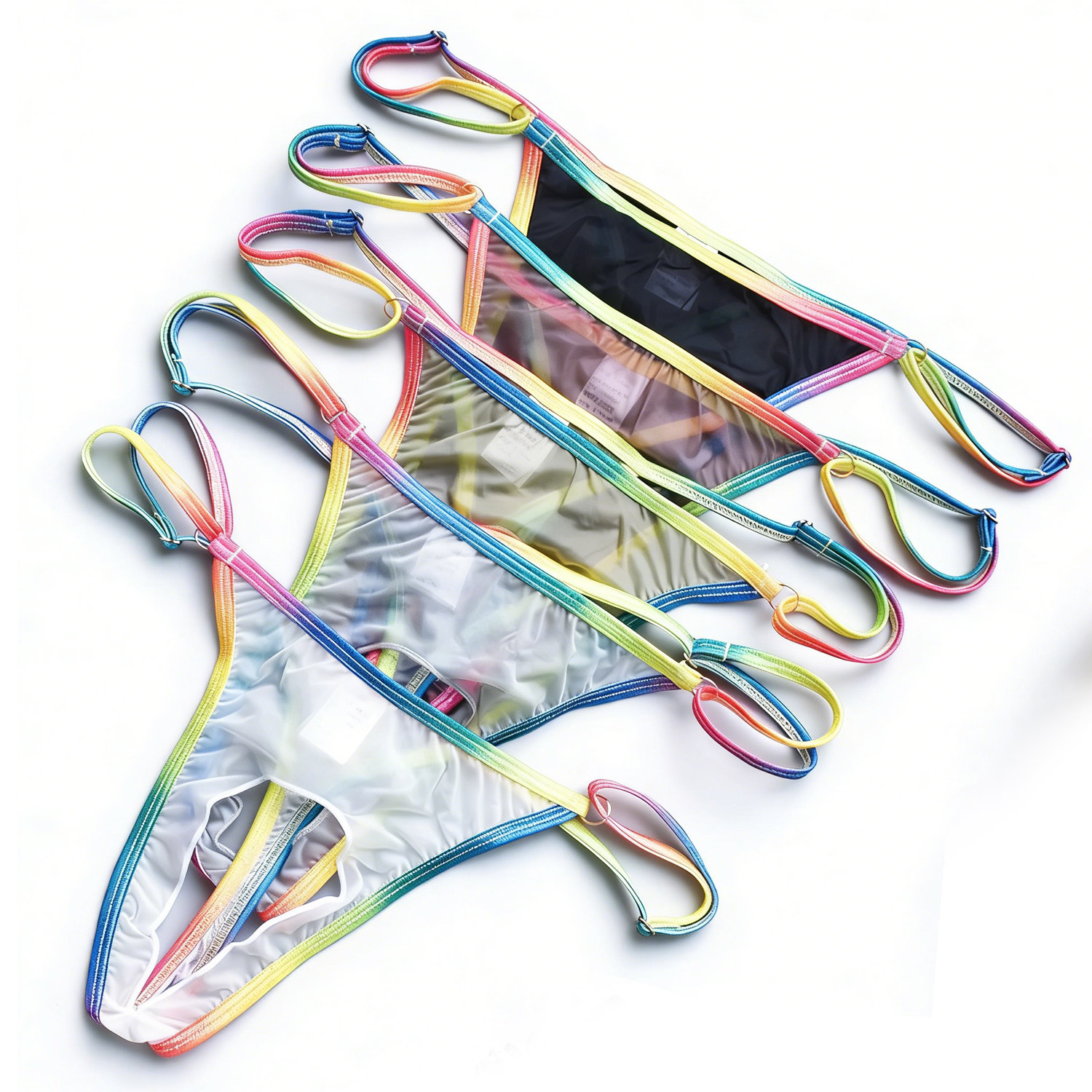 Unisex Thongs Adjustable Waist 60-110cm Front Hole Sheer Mesh Soft Breathable Quick Dry Underwear 5 Colors Available