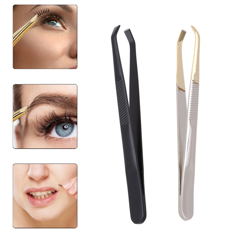1PCS Eyebrow Stainless Steel Flat Slant Tip Eyebrow Eyelash Makeup Tweezer Beauty Tools Tweezers Facial Hair Removal Clip