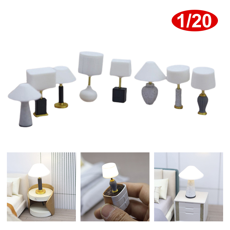 New！1Pcs 1:20 Dollhouse Miniature Desk Table Lamp Model Mini Simulation Furniture Decor Doll House DIY Accessories