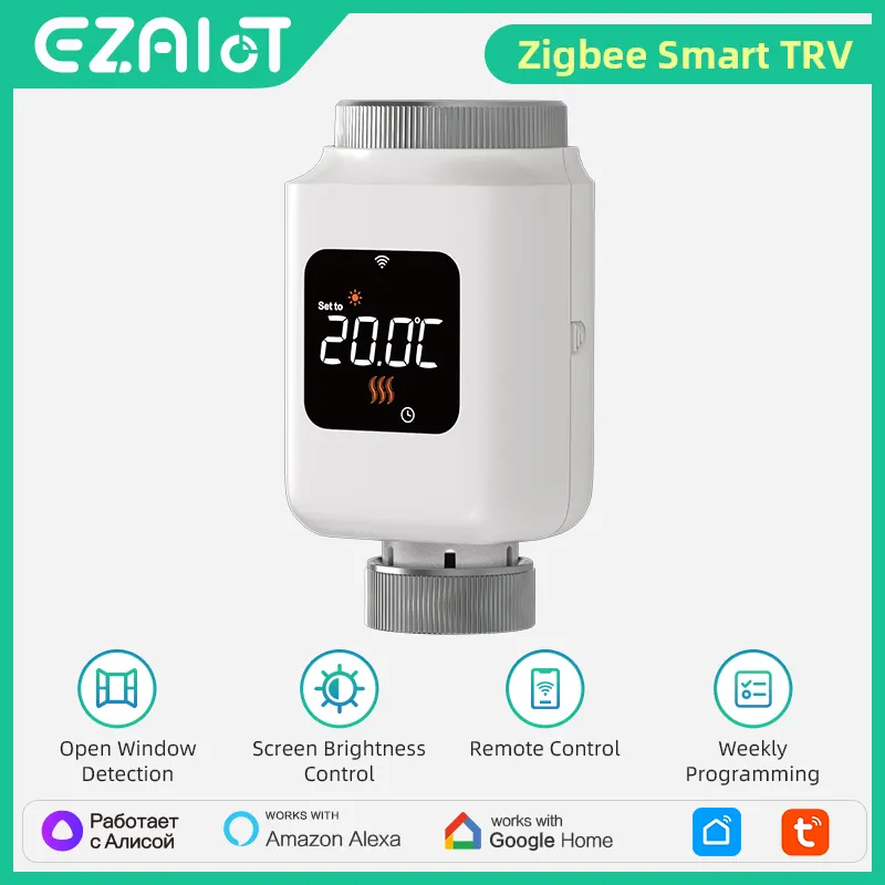 Tuya smart home Zigbee 3.0 TRV 1-5PCS radiator thermostat valve remote temperature heating controller with alexa home