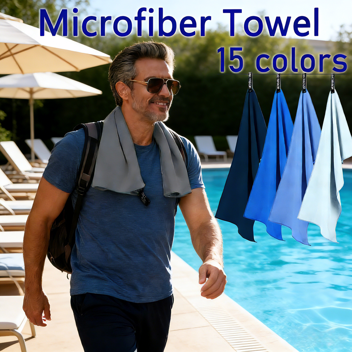 2 PCS High Absorbent Fast Drying Microfiber Towel Set Ideal Gym Travel Swimming Camping Hiking Outdoor Sports Lightweight